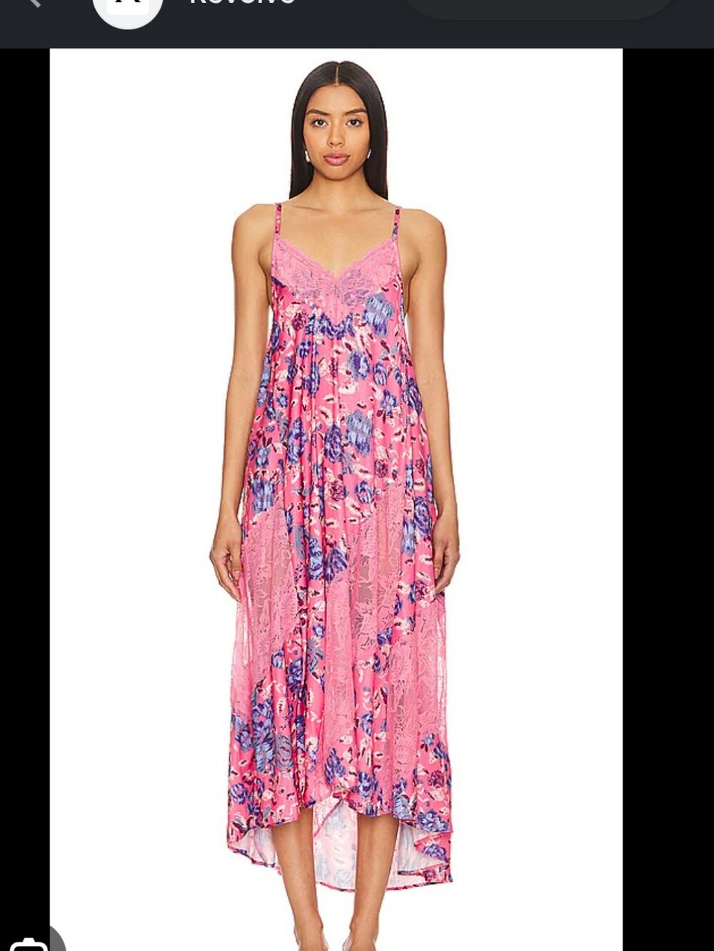 Free People Pink and Blue Floral Maxi Slip Dress